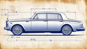 a blueprint of a Rolls Royce Silver Shadow