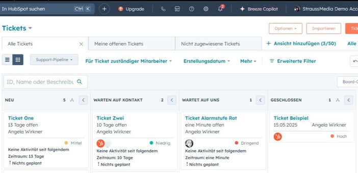 HubSpot Ticketboard Screenshot